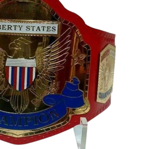 Cinturón de Campeón de los Estados Unidos Liberty, Correa Roja con Diseño de Águila Dorada y Azul, Cinturones de Título Coleccionables Premium - Product Image 3
