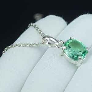 Magnifique pendentif saphir vert coussin en argent sterling 925, collier vintage pierre de naissance de septembre, cadeau - Product Image 2