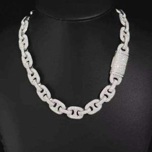 <b>Iced</b> <b>Out</b> Cuban Link <b>Chain</b> Necklace Rhodium Plated Cubic Zirconia Men's Hip Hop Statement Jewelry - Product Image 1