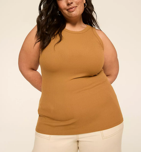 Camiseta sin mangas de algodón acanalado multicolor OEM para mujer, camisetas sin mangas de algodón de alta calidad, tejido de punto acanalado con etiqueta privada - Product Image 1