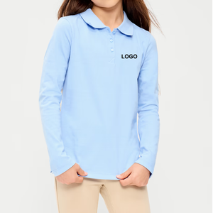 เสื้อโปโลแขนยาวสีแดงสดใส ระบายอากาศได้ดี สำหรับนักเรียนช่วงฤดูใบไม้ร่วง - Product Image 3