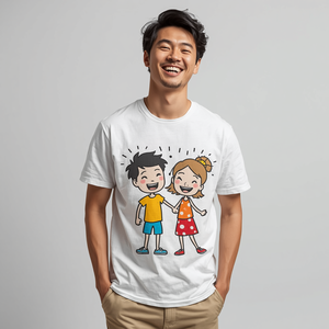 เสื้อยืดลายการ์ตูนผ้าฝ้าย 100% เนื้อนุ่ม พิมพ์ลายกราฟิก สไตล์ลำลอง สำหรับผู้ชาย ผู้หญิง และเด็ก พร้อมบริการ OEM ODM ปรับแต่งได้ - Product Image 1