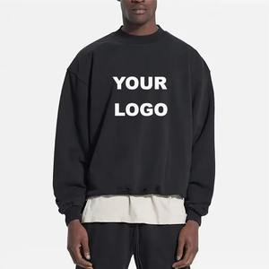 Sweat-shirt personnalisé à col rond 100% coton, coupe oversize, en molleton bouclette, streetwear de luxe, sweat-shirt à col rond uni - Product Image 1