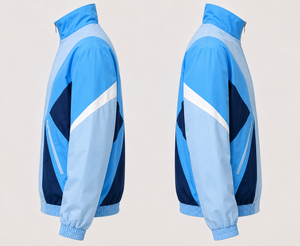เสื้อแจ็คเก็ตแทร็คไนลอนลายทางสีสันวินเทจแบบกำหนดเองสำหรับผู้ชาย เสื้อแจ็คเก็ตกันลมแบบซิปคอตั้งสไตล์เรโทร เสื้อแจ็คเก็ตสปอร์ตแนวสตรีทแวร์ - Product Image 3
