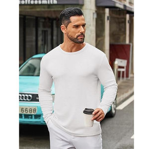 Camiseta Casual de Manga Larga de Algodón para Hombre, Cuello Redondo Básico, Lisa, con Logotipo Personalizado, Marca Privada, Proveedor OEM ODM - Product Image 2
