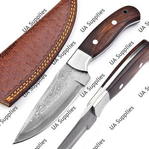 มีดสกินเนอร์เหล็กดามัสกัสแบบเต็มด้าม ด้ามไม้โรสวูด ปลายหยดน้ำ คมกริบ สำหรับงานกลางแจ้ง ทำเองได้ ระดับมืออาชีพ ใบมีดคงที่ สำหรับล่าสัตว์ - Product Image 5