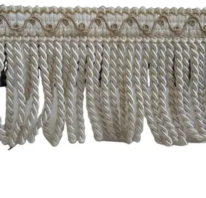 สไตล์ใหม่เชือกสไตล์ผ้าม่านโยนfringe trimsขายส่ง5yard/lotลูกปัดพู่พู่ตัดลูกไม้fringe - Product Image 1