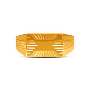 Bague rectangulaire Prestige Horizon en or mat pour homme, bague signet de designer minimaliste moderne, bijoux de luxe en or - Product Image 3