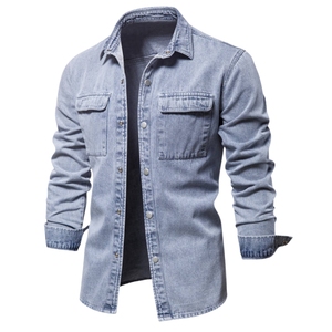 Light Wash Solid <b>Denim</b> <b>Jacket</b> High Quality Fashionable <b>Denim</b> <b>Jackets</b> for <b>Men</b> Light Wash Solid <b>Denim</b> <b>Jacket</b> for Casual Wear - Product Image 2