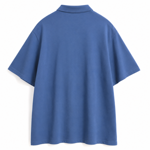 เสื้อยืดคอกลมสีน้ำเงินสำหรับผู้ชาย แขนสั้น ผ้าฝ้ายออร์แกนิค 100% ผ้าปิเก้ ทรงปกติ สไตล์ลำลอง ระบายอากาศได้ดี ผ้าถักแบบ 3 มิติ - Product Image 6