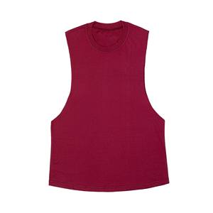 Men's Burgundy Sleeveless O-Neck Knitted Tank Top Casual Solid Color Workout Vest Plain Dyed Style <b>Singlet</b> Plus Size Muscle Body - Product Image 1