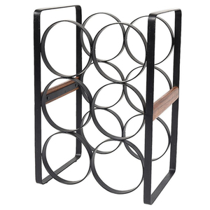 Home Decor Kitchen <b>Storage</b> Solution Holds 6 <b>Bottles</b> Wine <b>Rack</b> Wooden & Metal Wine Holder And Glasses <b>Rack</b> Space Saving - Product Image 5