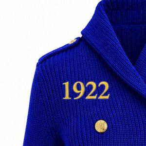 Chaqueta de punto premium con letras griegas bordadas Sigma Gamma Rho, estilo cárdigan cruzado, elegante con botones frontales para hermandad - Product Image 4