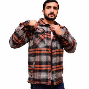 Chemise-veste en flanelle à carreaux de qualité supérieure pour homme, manches longues, décontractée, en coton, col rabattu, pour l'automne - Product Image 1