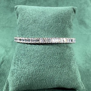 Emerald Cut Tennis Bracelet 925 Sterling Silver VVS Moissanite Diamond Iced Out Luxury Bracelet for <b>Men</b> and Women - Product Image 1