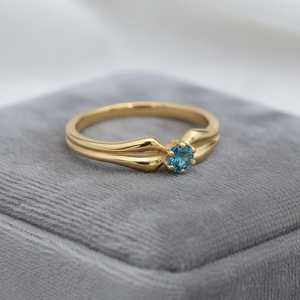 Natural Blue Topaz <b>Solitaire</b> <b>Ring</b> 925 Sterling <b>Silver</b> 14K Gold Plated Dainty Engagement Promise <b>Ring</b> December Birthstone - Product Image 6