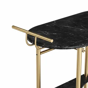 Luxury Handmade Metal Multi Tier <b>Bar</b> Cart for Dining Room Furniture Premium Handmade Metal Rolling <b>Utility</b> safe plated - Product Image 4