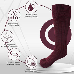 Custom Wholesale Scottish Highland Kilt Hose <b>Socks</b> Men's Traditional <b>Wool</b> Blend <b>Long</b> <b>Socks</b> Soft Ribbed Comfortable Fit - Product Image 2