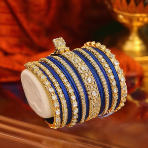 Sparkling Austrian Stone Fashion Jewelry <b>Set</b> Elegant Fancy <b>Bangles</b> for Wedding & Festive Wear-10575607BLU_2.4 - Product Image 3
