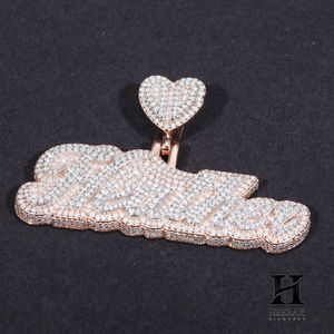 Colgante Personalizado con Nombre en Cursiva, Oro Rosa de 14K, Diamante de Laboratorio VVS, Placa con Nombre, Trébol de Cuatro Hojas, Joyería Hip Hop - Product Image 3