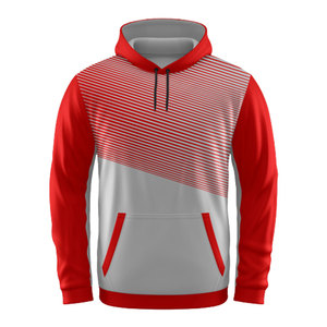 Sudadera con Capucha Roja Premium para Hombre |   Sudadera Sublimada con Rejilla Lineal Gris Plateado |   Top Deportivo para Entrenamiento Atlético Urbano - Product Image 1