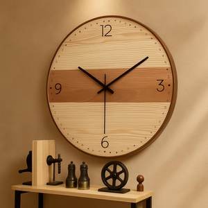 นาฬิกาแขวนผนังไม้ควอตซ์ตกแต่งสำหรับห้องนั่งเล่น แบบเข็มแสดงเวลา - Product Image 6
