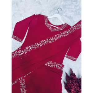 Vestido de noche de diseño Vestido de fiesta con detalle de trabajo con volantes de Sari - Product Image 4