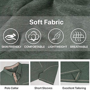 Chemises polo pour hommes à manches courtes, décontractées, légères, en coton, pour le golf, avec poche, t-shirt à col respirant - Product Image 5