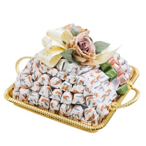 Plateau à chocolats artisanal, design élégant, forme carrée, plateau de service en métal doré pour cadeaux et événements, au prix le plus bas - Product Image 1