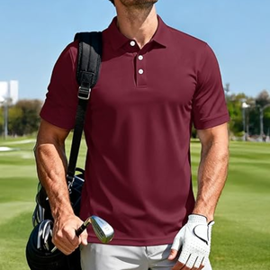 Chemise de golf décontractée pour homme à manches courtes, 3 boutons, tricotée, imprimée, avec poche, séchage rapide, anti-plis, pour l'extérieur - Product Image 2