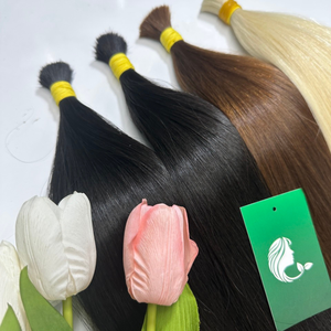 Extension de cheveux humains crus Cheveux indiens crus vierges en vrac Cheveux droits soyeux naturels non traités en vrac - Product Image 2