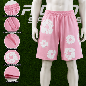2026 Custom Pink Puff Print <b>Men</b> Sweat <b>Shorts</b> High Quality Cotton Streetwear Fleece Graphic <b>Shorts</b> Oversized Casual Summer <b>Shorts</b> - Product Image 5