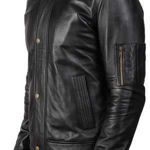 Custom Manufacturer High Quality Vintage 100% fox Leather <b>Jacket</b> Winter and Snow Fall <b>Men's</b> Leather Baseball <b>jacket</b> for <b>men</b> - Product Image 5