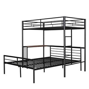 Letto a castello in metallo con scrivania e scaletta, doghe di qualità, colore nero metallizzato, per camera da letto (Vecchio SKU LP000092AAB) - Product Image 4