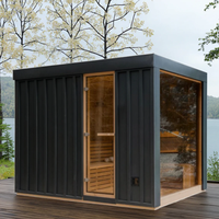 Sauna extérieur électrique de luxe, cabine de spa préfabriquée en bois, sauna hybride infrarouge et vapeur moderne pour la relaxation en jardin, avec ordinateur