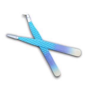 แหนบต่อขนตา Morje Surgical Precision สแตนเลสสตีล ด้ามไล่เฉดสีน้ำเงิน ปลายเรียบ สำหรับต่อขนตา รุ่น MS-ET-0007 - Product Image 3