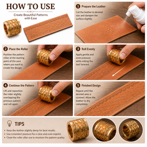Leather Embossing Roller & Stamp Set for Belts Wallets Keychains | Premium Brass Pattern Embossing <b>Tool</b> for Professional Leather - Product Image 4