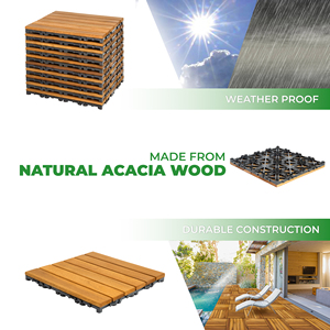 Huu Phu HPW-04 Carrelage de sol extérieur carré en bois massif d'acacia, texture bois, antidérapant, antibactérien, finition mate, style moderne classique - Product Image 3