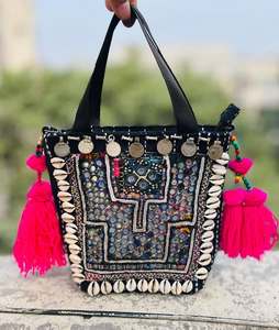 Banjara Vintage Bohemian Cotton Waterproof Multicolor Shoulder Strap Bag Shell Closure Embroidery Chain <b>Decoration</b> for <b>Summer</b> - Product Image 1