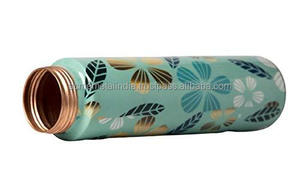 Botella de agua esmaltada azul cielo con diseño de hoja perfecta para uso en mesa hecho a mano a prueba de fugas en restaurantes y hoteles - Product Image 2