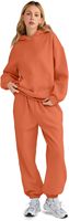 Ensemble survêtement décontracté deux pièces pour femme : sweat à capuche et pantalon en molleton de coton doux, respirant et confortable