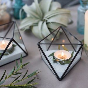 Décoration d'intérieur, porte-bougie en verre doré personnalisé pour table, décoration d'événements, centre de table pour mariage - Product Image 2