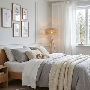 Lámpara de Pie Moderna de Lujo Hecha a Mano con Mimbre Natural, Lámpara de Pie Rectangular de Ratán Tejido Ecológico para Sala de Estar - Product Image 4