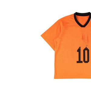 Camiseta en blanco de fútbol americano de poliéster de alta calidad para hombre, logotipo de sublimación personalizado naranja, último diseño de malla para deportes de verano - Product Image 3