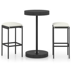 Conjunto de Bar de Jardín de Ratán PE Negro con Acero con Recubrimiento en Polvo y Poliéster, Muebles de Exterior Elegantes - Product Image 2