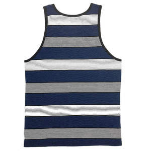 Camiseta sin mangas de algodón a rayas para hombre con logo personalizado, chaleco casual de verano sin mangas, ropa de playa transpirable, camiseta sin mangas ajustada a la moda. - Product Image 6