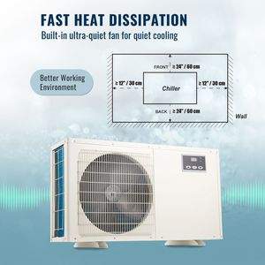 Refrigeratore d'Acqua Idroponico da 1.5 HP per Acquari da 500 Galloni (1892 L) con Compressore Silenzioso per Acqua di Mare e Dolce, Stile Moderno - Product Image 4