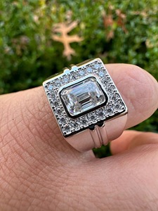 Hip Hop Emerald Cut Moissanite <b>Ring</b> 925 Solid Sterling Silver Solitaire <b>Ring</b> Hip Hop <b>Ring</b> <b>Men</b> Bling Jewelry Luxury Design - Product Image 5