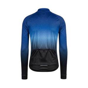 Maillot de cyclisme technique à manches longues Pro Style avec fermeture éclair intégrale, dégradé bleu-noir, séchage rapide et respirant pour la course à vélo - Product Image 2