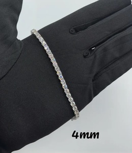 Luxury 2mm 3MM Brilliant Cut Moissanite Sterling Silver Tennis Bracelet Silver Plated Iced Hip Hop Jewellery Slim Elegant Wrist - Product Image 1